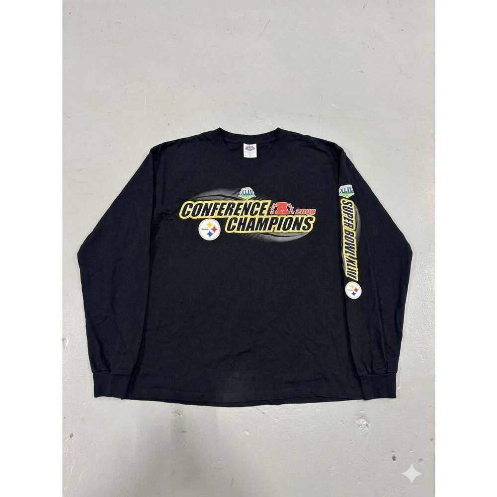 VTG 2008 Pittsburgh Steelers AFC Champions Super Bowl XLIII Long Sleeve Shirt